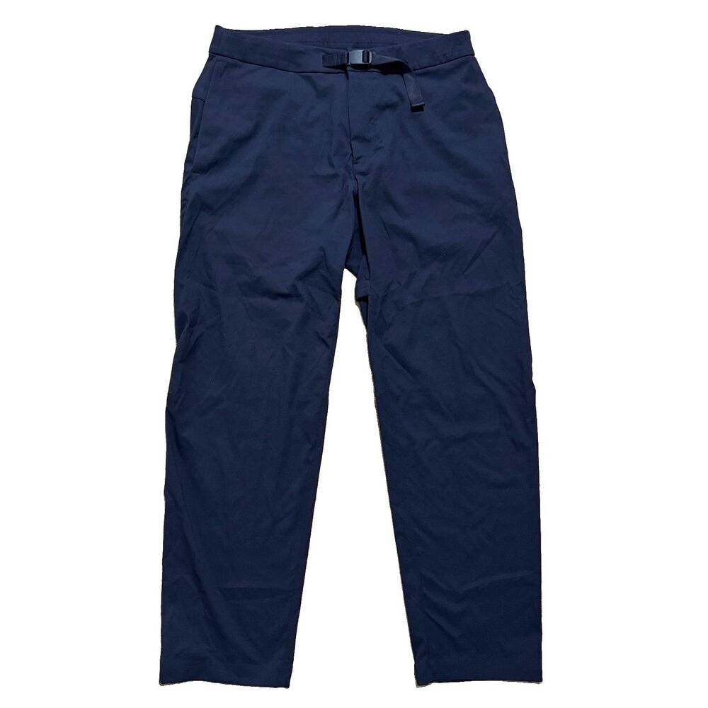 Lululemon Pants Men's 32 Blue Relaxed Fit Belted Stretch Zip Pockets Hiking Golf